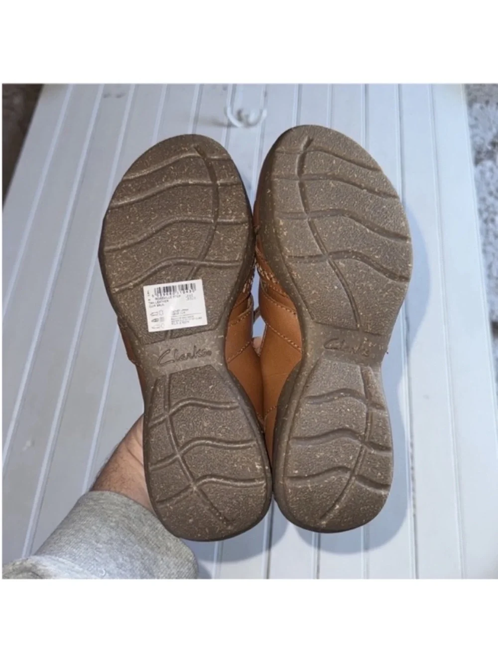 Clarks Roseville Step Slip-On Shoe Dark Tan Size 6.5